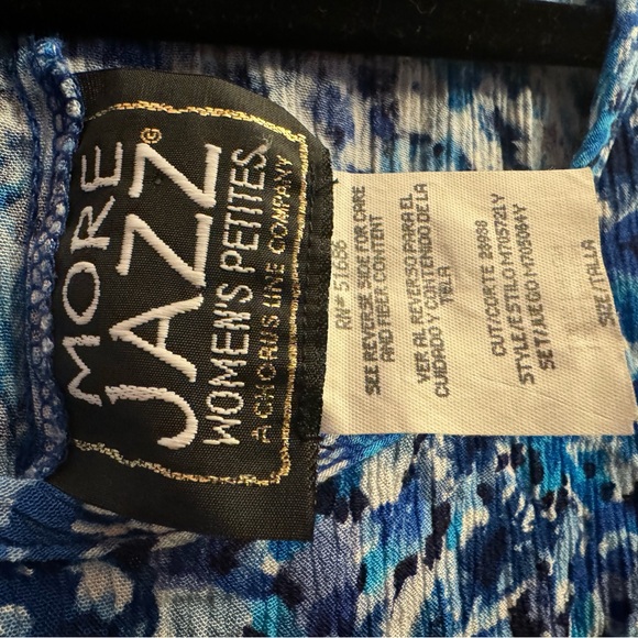 Woman’s Vintage More Jazz Large Short Sleeve Dress. Beautiful Blues - Picture 5 of 8